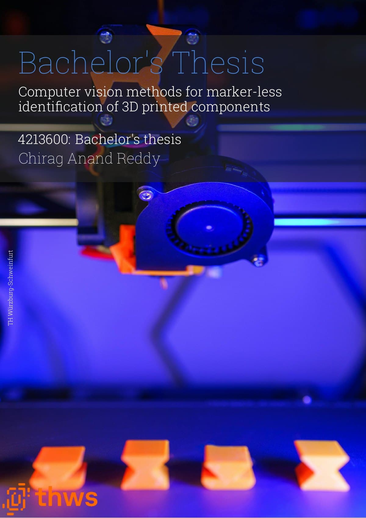 Cover of the bachelor's thesis on marker-less identification of 3D-printed components